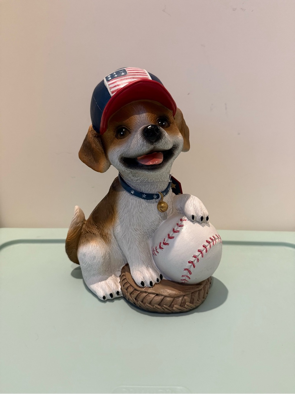 Absolutely Adorable Patriotic Beagle Dog Figurine with Baseball and Glove- NWT
